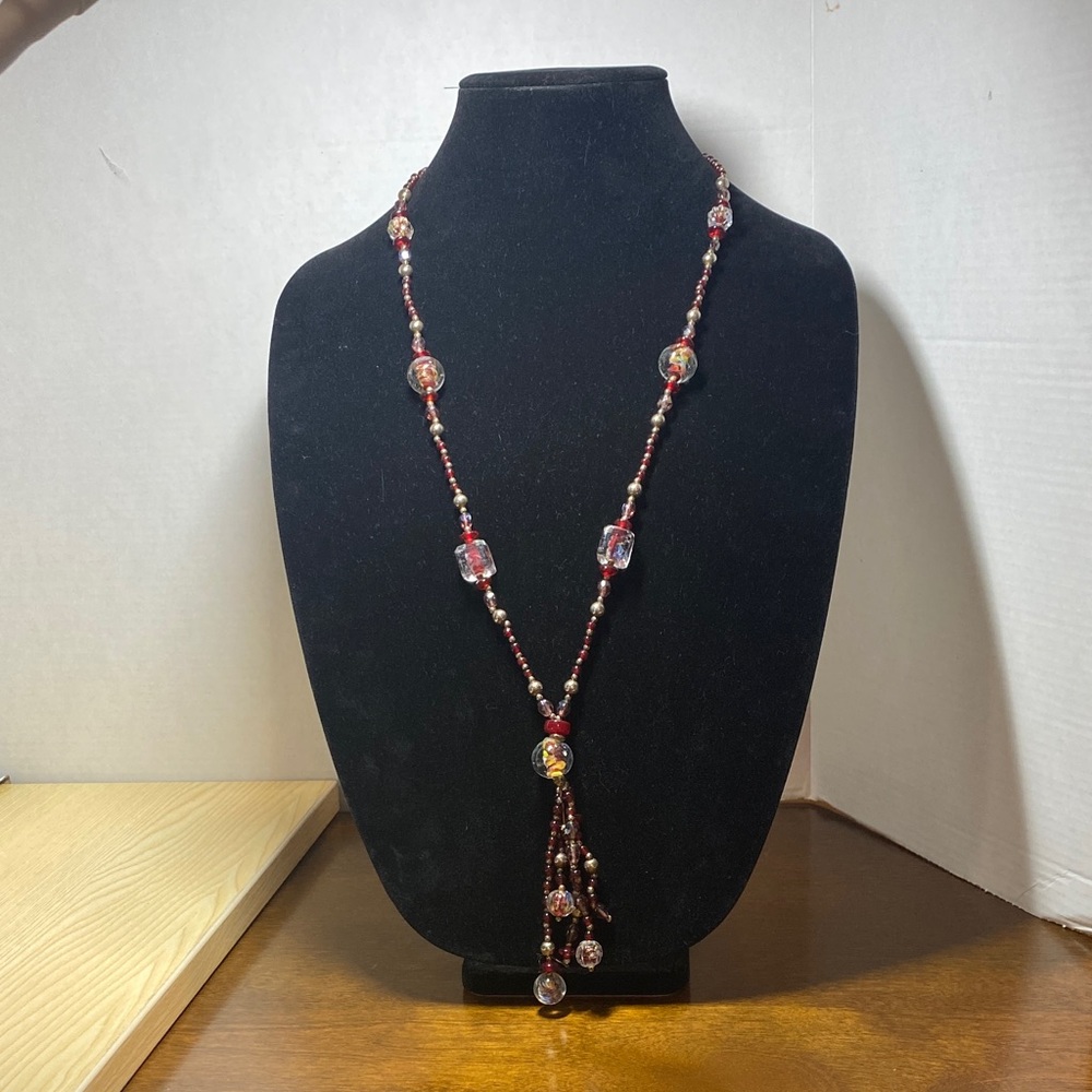 Elegant Red Beaded Necklace